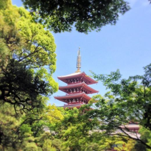 Pagoda Tower at Senso-ji Temple in Asakusa, Tokyo.