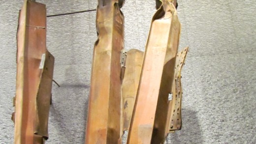Structural remnants that remain from the Twin Towers that are in the display at the Museum. 