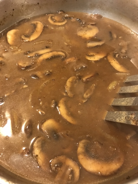 Once the sauce has thickened, add the patties back to the gravy and simmer another minute or two, until the patties are heated through. All done!