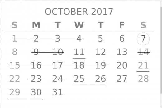 Forecast for October 2017 with greatest emphasis on the 7th (If there is a double underlined date before November 2017, this would be it).