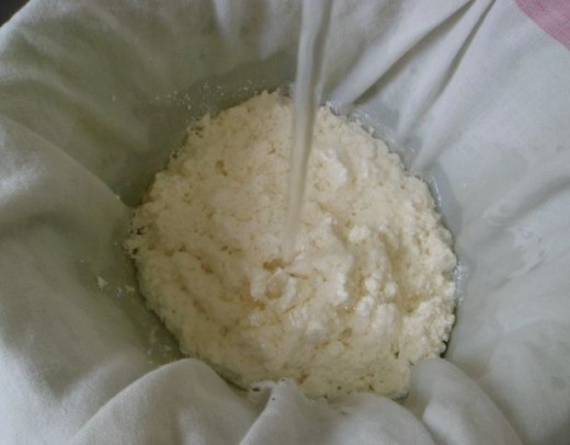 Separate the curdled milk using a muslin cloth