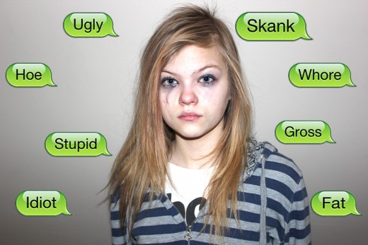 A victim illustrating what is is like to face cyberbullying