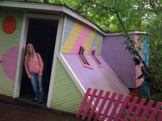 One of the attractions in this theme park, was the crooked man's house. This is me in that house trying to keep my balance and it was hard but fun.