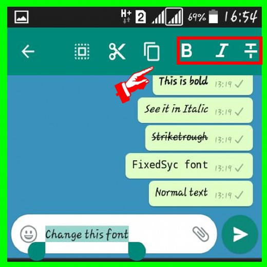 how to change the font in whatsapp