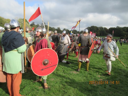 Eager to get to grips with the invader! Harold's fyrdmen and huscarls await the onslaught
