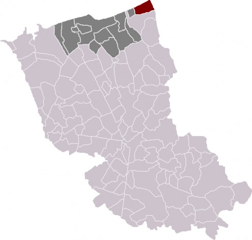 Map location of Bray-Dunes in Dunkirk 'arrondissement'