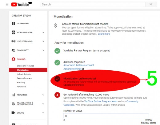 Step 5:Preferences for monetization
