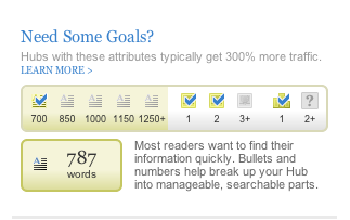 This goal list is at the top right of the article while you are in edit mode.