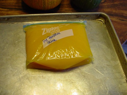 Measure remaining pumpkin and label and date your chosen preserving container
