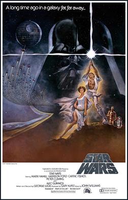 Theatrical Release Poster.  Luke Skywalker and Princess Leia did not appear so scantily clad in Star Wars: A New Hope.