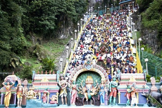 The Batu Caves add a rich tradition of Hinduism in Malaysia.