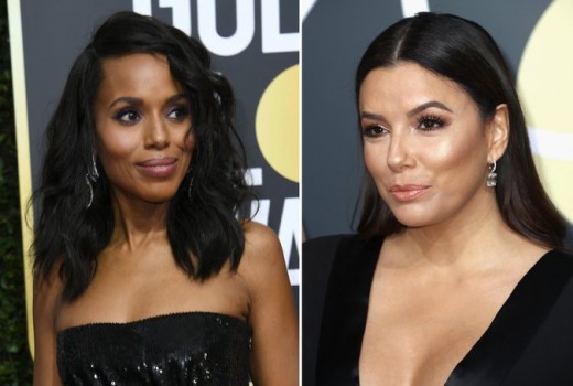 Two strong supporters of the Time's Up movement: Kerry Washington and Eva Longoria on the red carpet.
