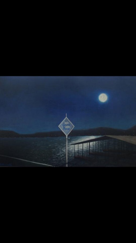 Full Moon on Silver Moon-This is one of Beth Coulter's larger paintings.  It hangs over the lake facing wall at my friend's father's house sitting on Lake of the Ozarks.  