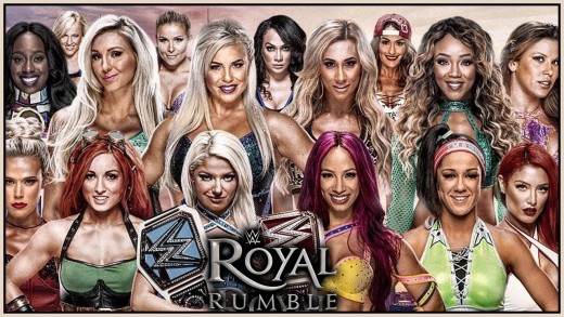 Promotional poster for this year’s inaugural Women’s “Royal Rumble” match. 
