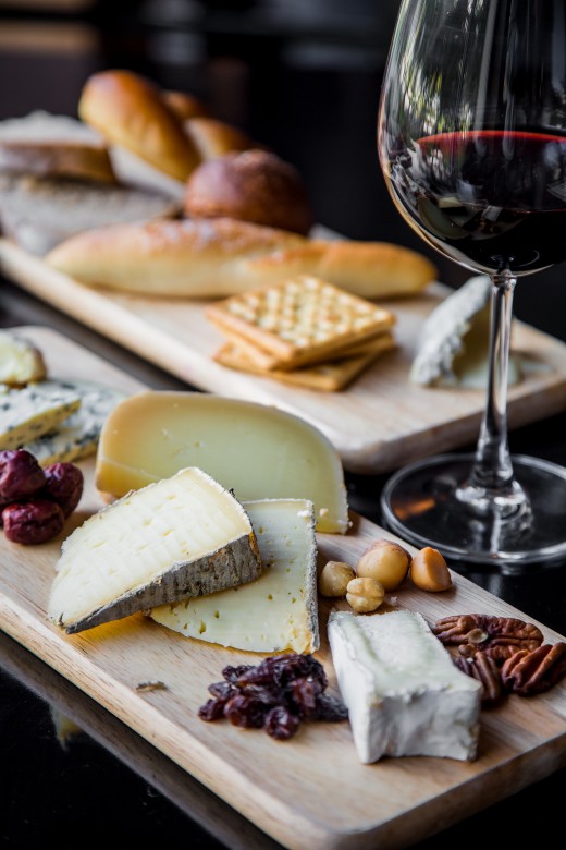 Have a rich full bodied wine and cheese display