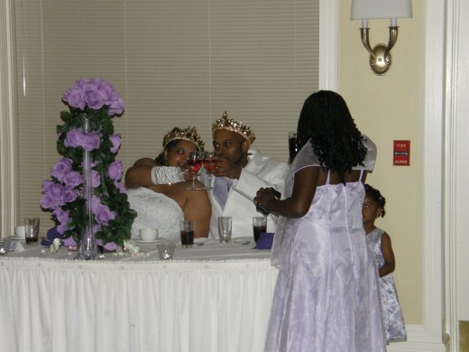 I made this centerpiece along with everything else for my Purple and Black 5th Wedding Anniversary Fairytale Ball.