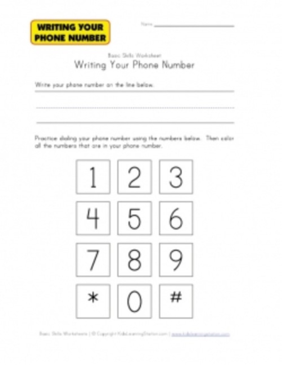 Free Worksheets for Kids to Practice Writing Their Phone Number | HubPages