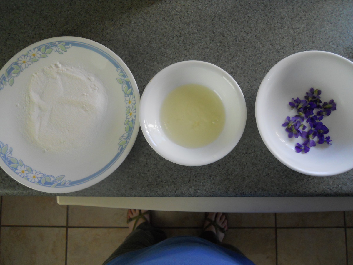 Ingredients for Candied Violets - So Far So Good