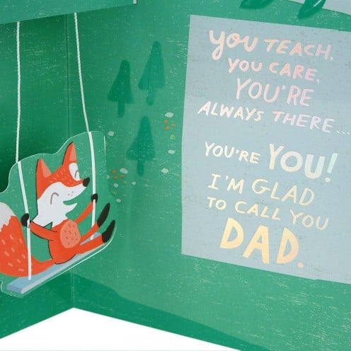 The text on this card says: "You teach, you care, you're always there... you're you! I'm glad to call you dad"