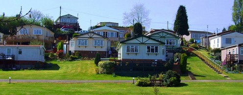 A typical housing development for manufactured homes.