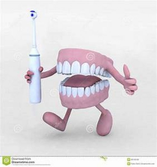 yellow tinge of teeth due to loss of enamel, tooth decay with teeth loss and need of denture. 