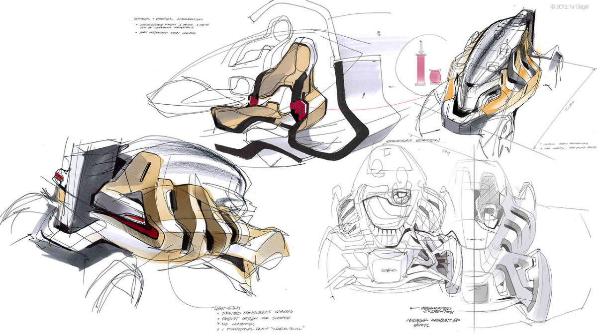 Nir's ideation sketches Transportation Design project