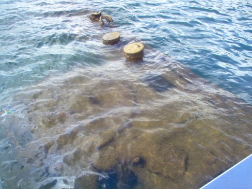The Arizona's sunken remains.