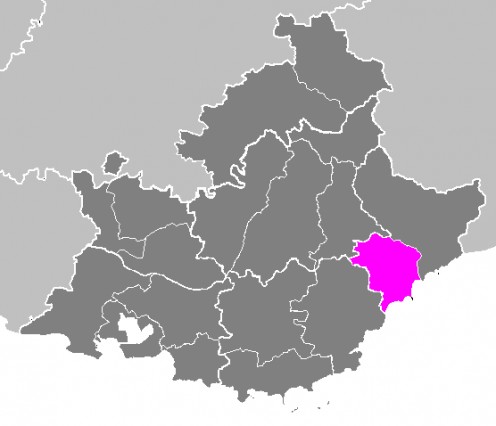 Map location of Grasse arrondissement, France