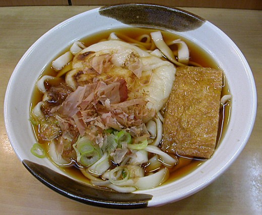 A bowl of kishimen noodles
