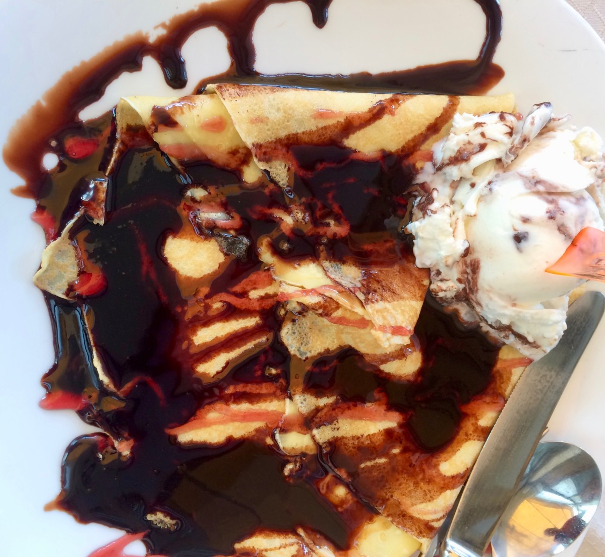 Pancakes With Chocolate and Ice Cream