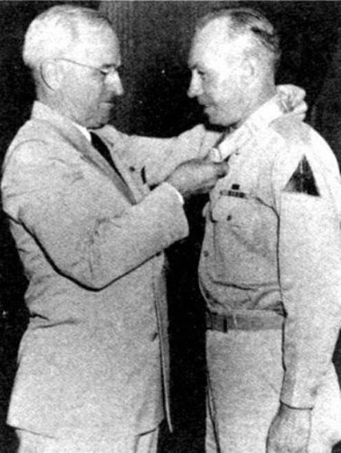 Turner at his awards ceremony with President Truman.