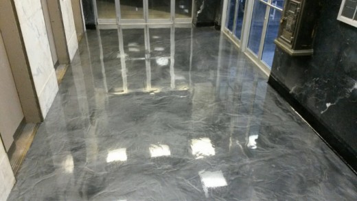 Glossy stained concrete floor