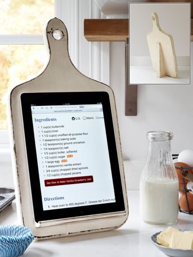 Try this great cutting board iPad/tablet holder for a one of a kind Mother's Day gift