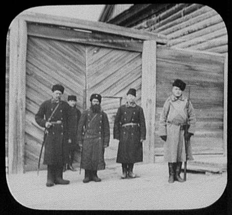 Convict prison guards at gate of building - Khabarovsk - 1895 