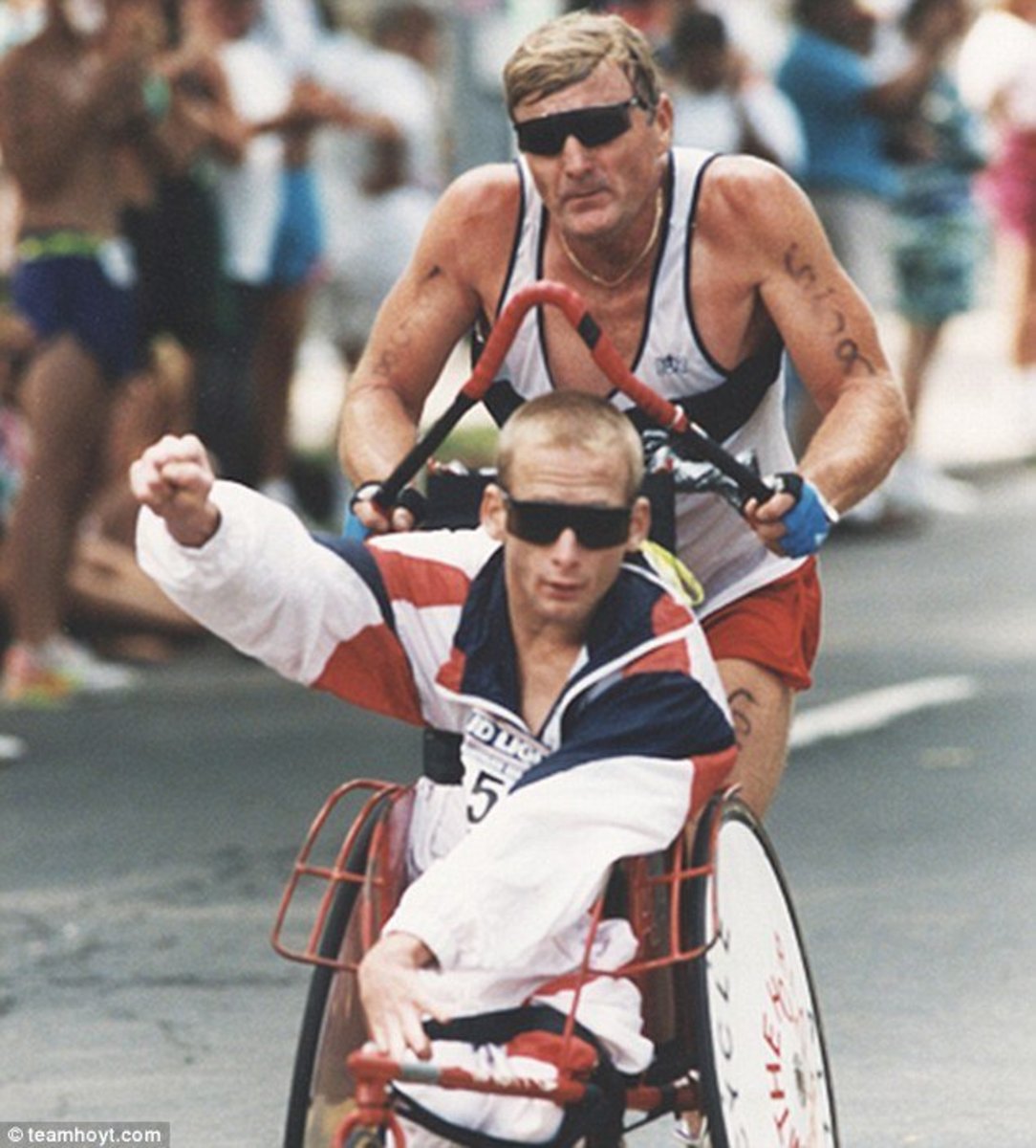 Dick and Rick Hoyt in Ironman Triathlon
