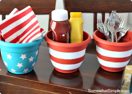 Flower pots used as condiment holders