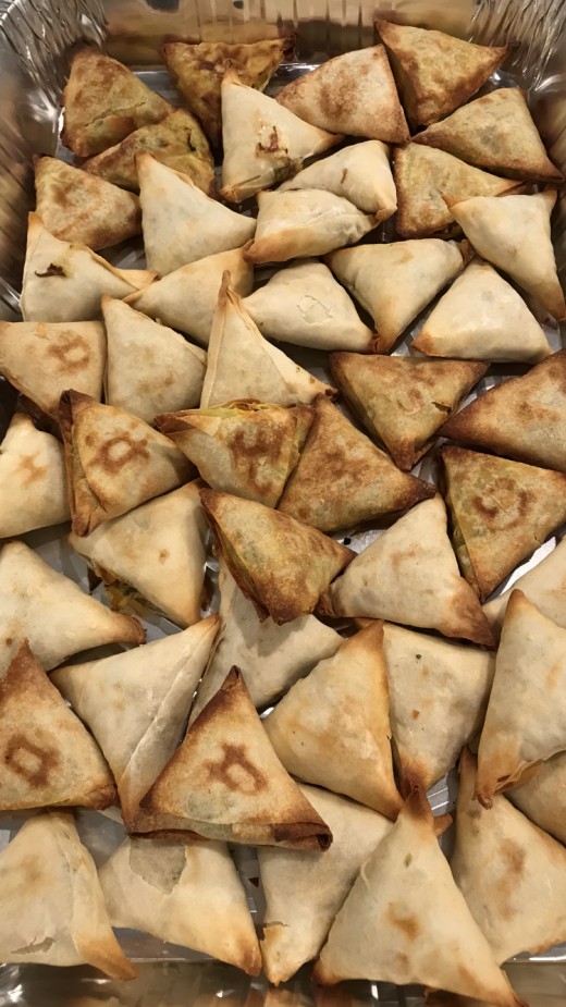 Tray of mixed Samosa's ready to take to Party.