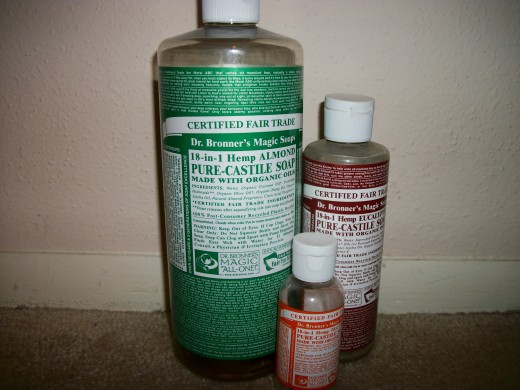 Dr. Bronner's Pure-Castile liquid soap peppermint, eucalyptus, and tea tree