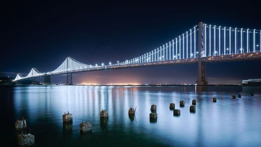 Night lights added to the recently reconstructed Bay Bridge