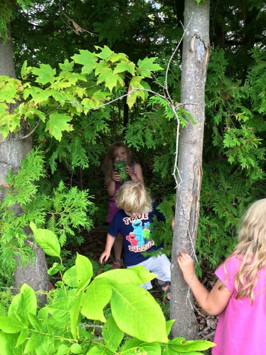 Kids working together to find a cache