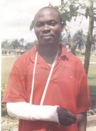 After a narrow escape from my abductors and fresh from Annunciation Hospital with a Broken Limb (August, 2006). I had the P.O.P strands chopped off so as to be able to hold a writing pen.