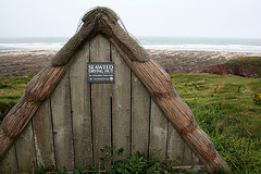 The Seaweed Drying Hut on the Beach at FreshWater East in West Wales,