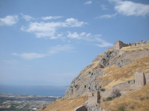 Acrocorinth, and you can see where the ocean is in the distance as well. 