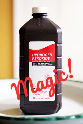 Hydrogen Peroxide, great as a cleaner.