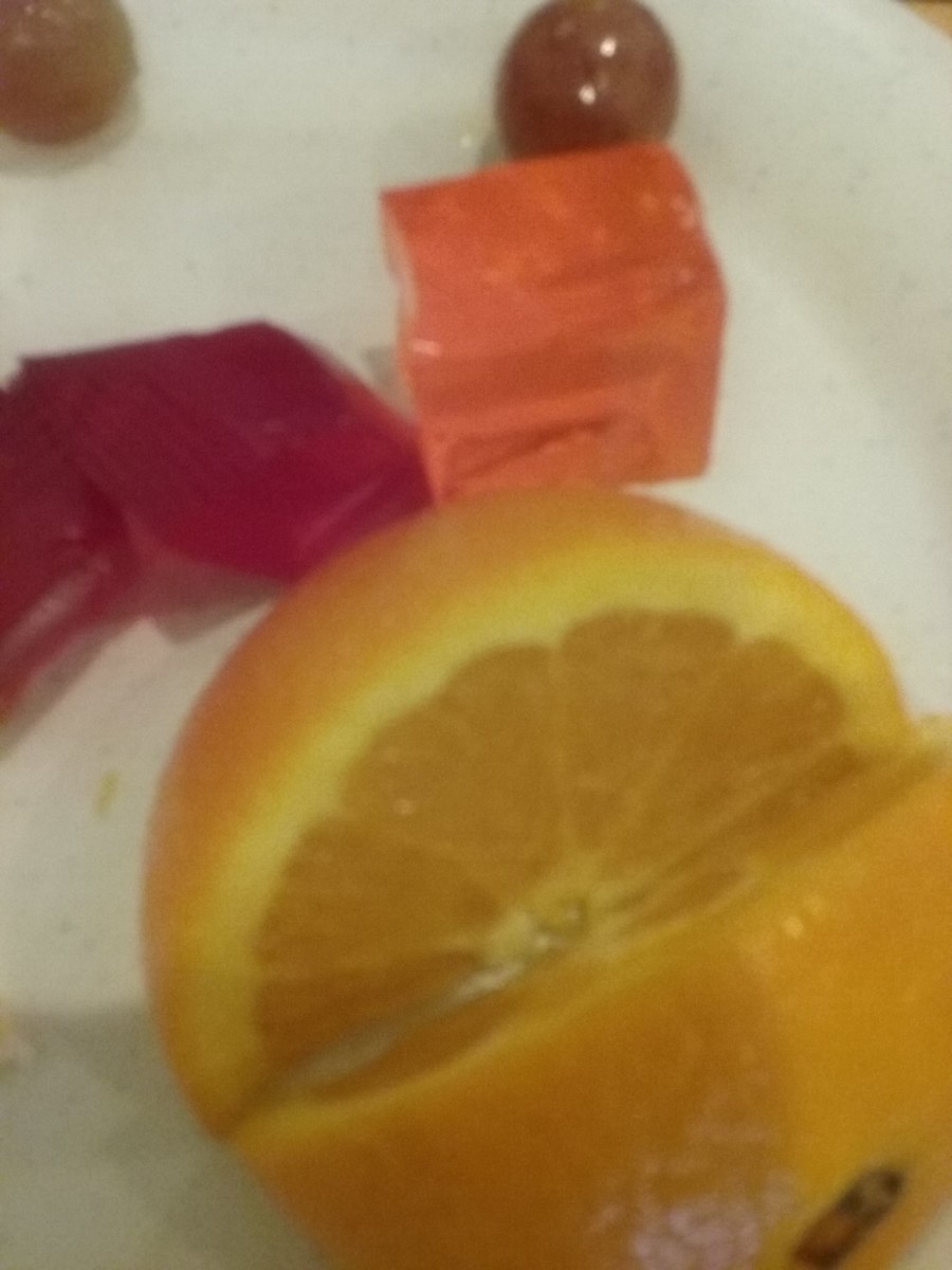 oranges, grapes and Jello cubes 
