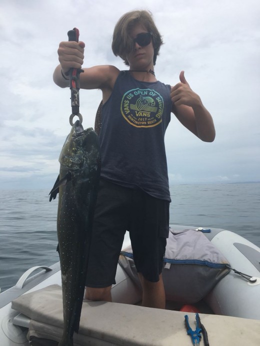 Catching a Mahi on the husbands boat