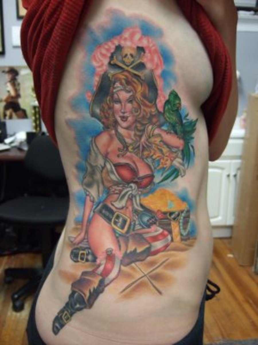 Pirate pin up girl tattoo