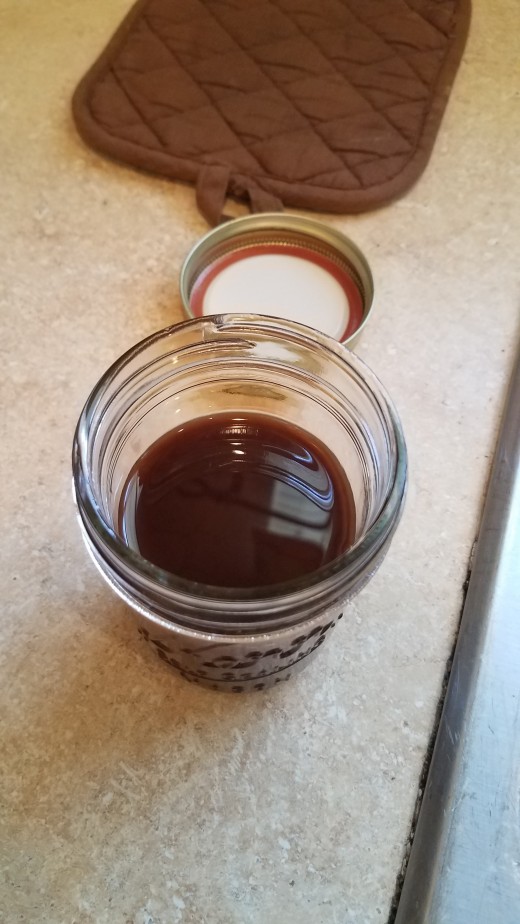 Pour into a glass jar for storage.