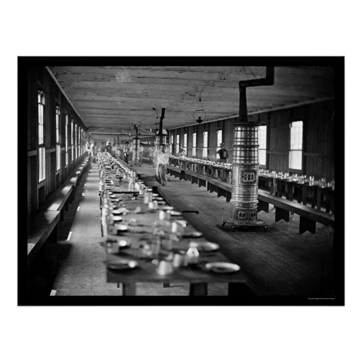 A mess hall - while this is a hospital mess hall, there are enough similarities between it and the mess halls in camps of instruction