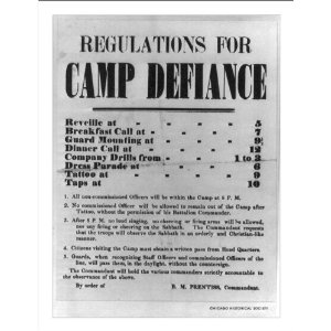 Poster of the schedule of daily activities at Camp Defiance